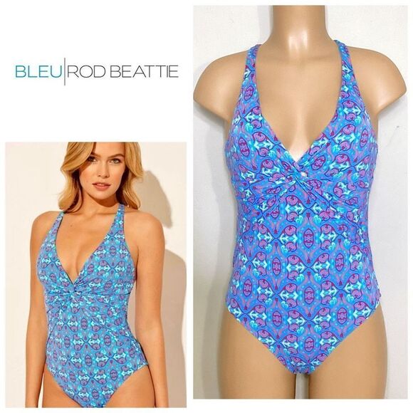 New. Bleu Rod Beattie twisted blue swimsuit. Retails $129. Size 10 - Picture 1 of 12